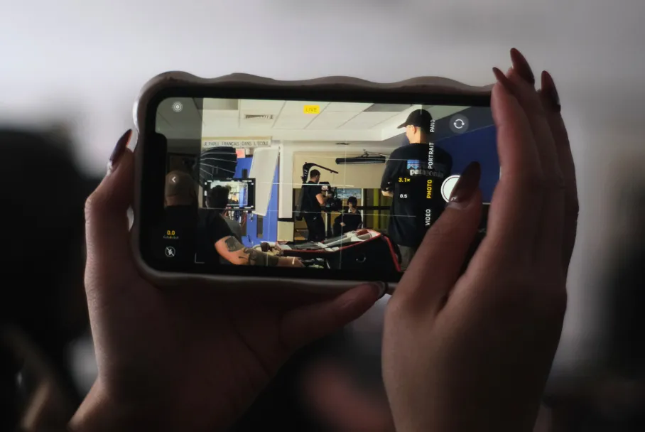 One Stop Talk campaign — on set