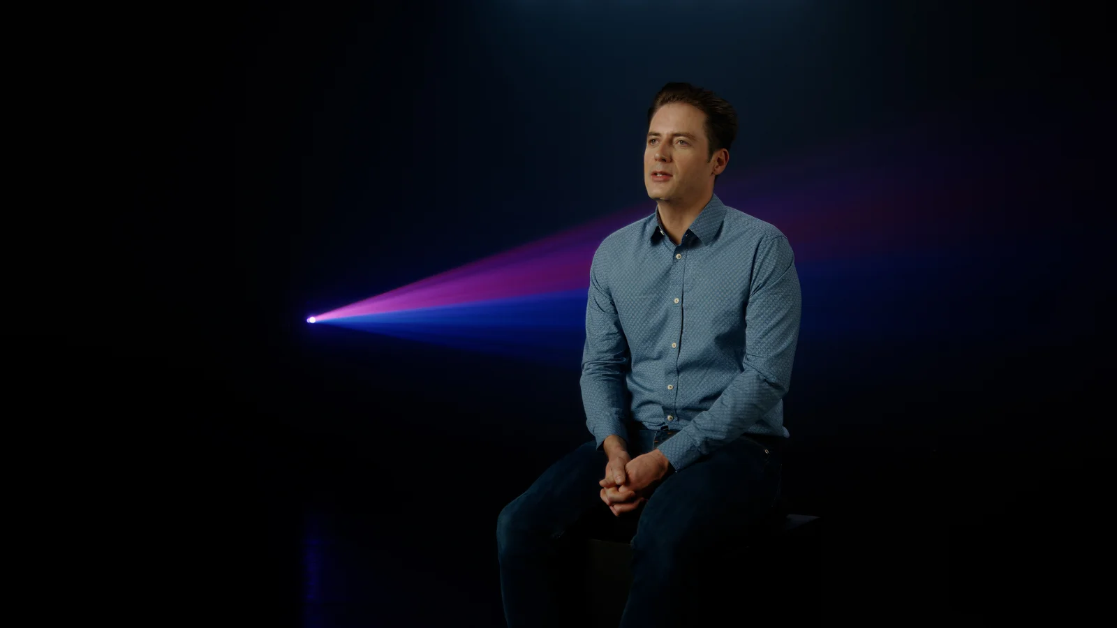 Two-camera studio interview setup for the Epson and Cirque du Soleil case study film