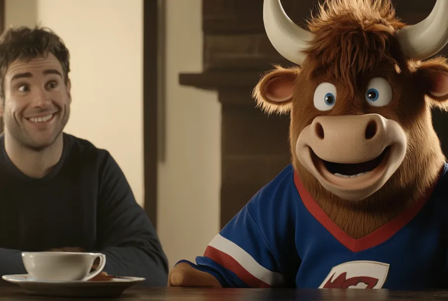 Première publicité télévisée avec joueur LNH et vache IA — Black Box Productions